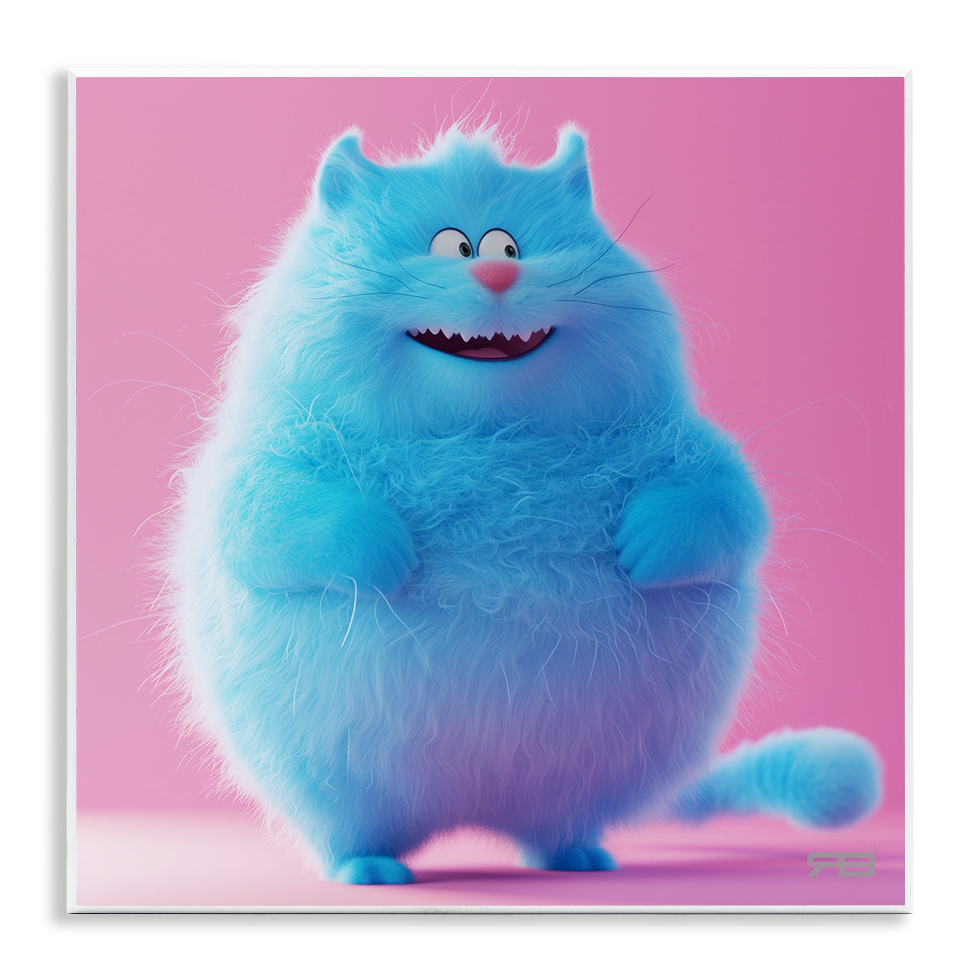 Stupell Industries Funny Blue Cat Animals Painting Unframed Art Print Wall Art, 12 x 12