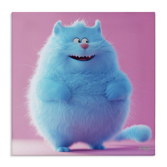 Stupell Industries Funny Blue Cat Animals Painting Wrapped Canvas Art Print Wall Art, 17 x 17