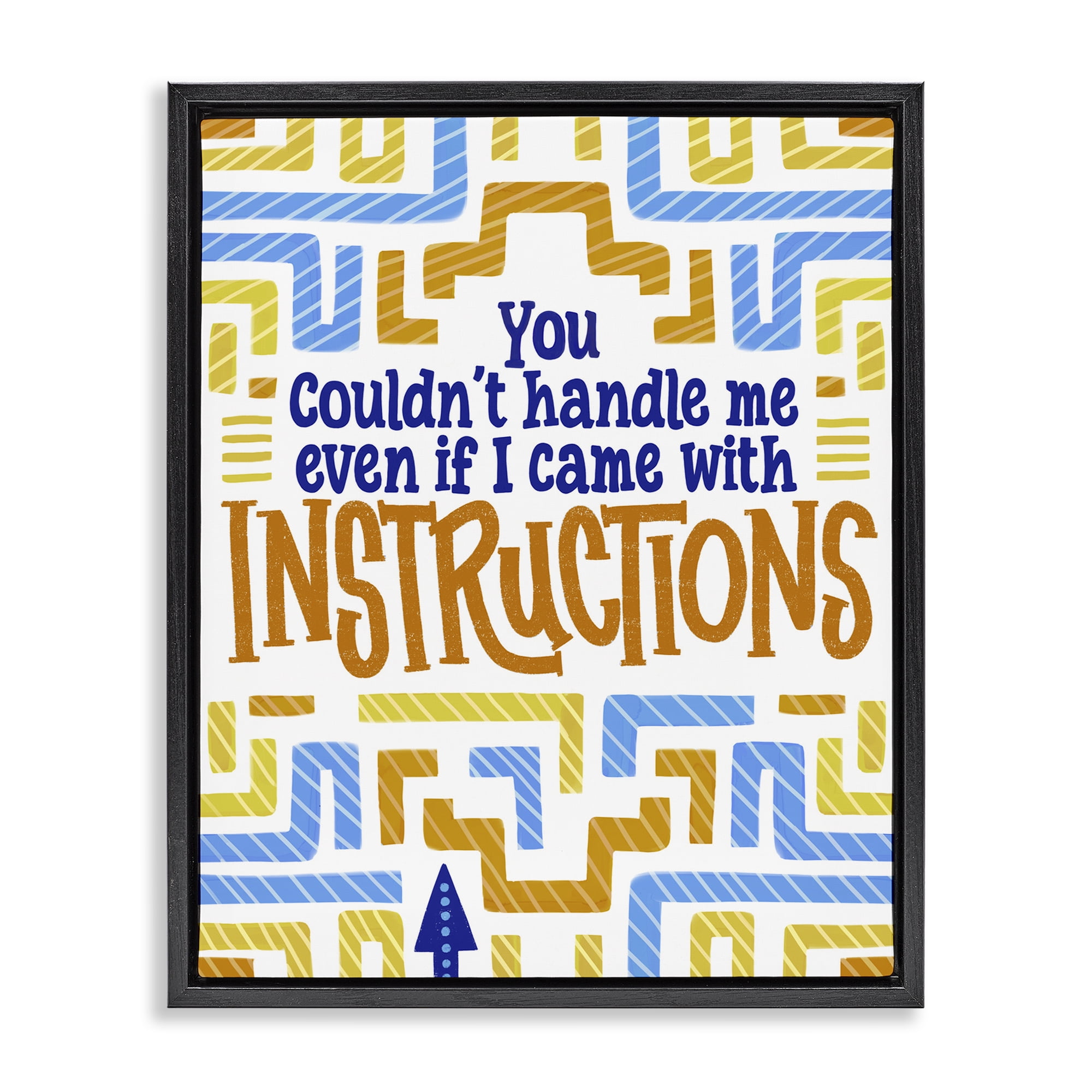 Stupell Industries Funny Can't Handle Me Black Framed Floater Canvas Wall Art, design by Connie Summers