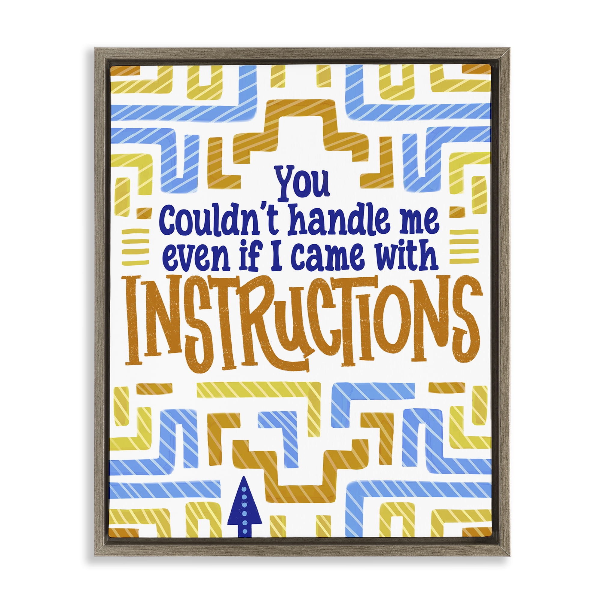 Stupell Industries Funny Can't Handle Me Brown Framed Floater Canvas Wall Art, design by Connie Summers