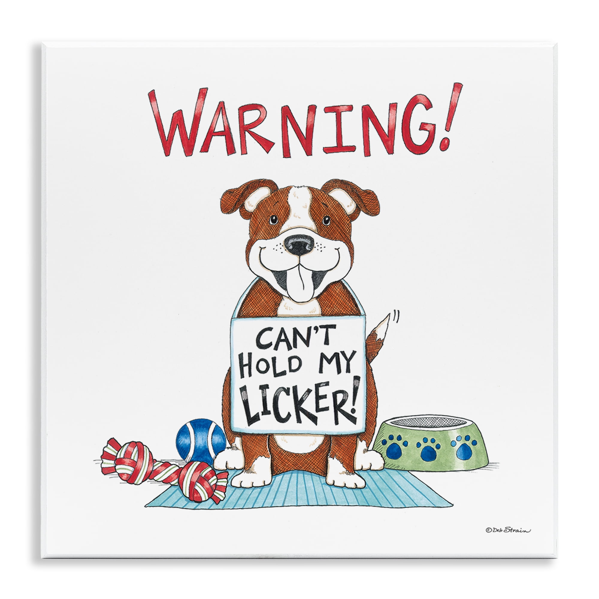 Stupell Industries Funny Can't Hold Licker Dog Animals Painting Unframed Art Print Wall Art, 12 x 12