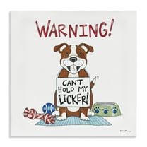 Stupell Industries Funny Can't Hold Licker Dog Animals Painting Wrapped Canvas Art Print Wall Art, 17 x 17
