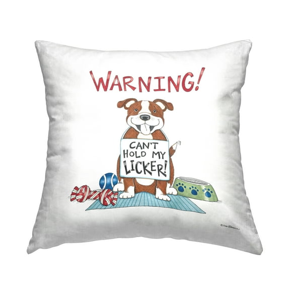Stupell Industries Funny Can't Hold Licker Dog Decorative Printed Throw Pillow Design by Deb Strain.