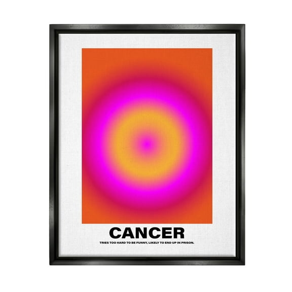 Stupell Industries Funny Cancer Astrology Abstract Painting Black Floater Framed Canvas Art Print Wall Art, 17 x 21