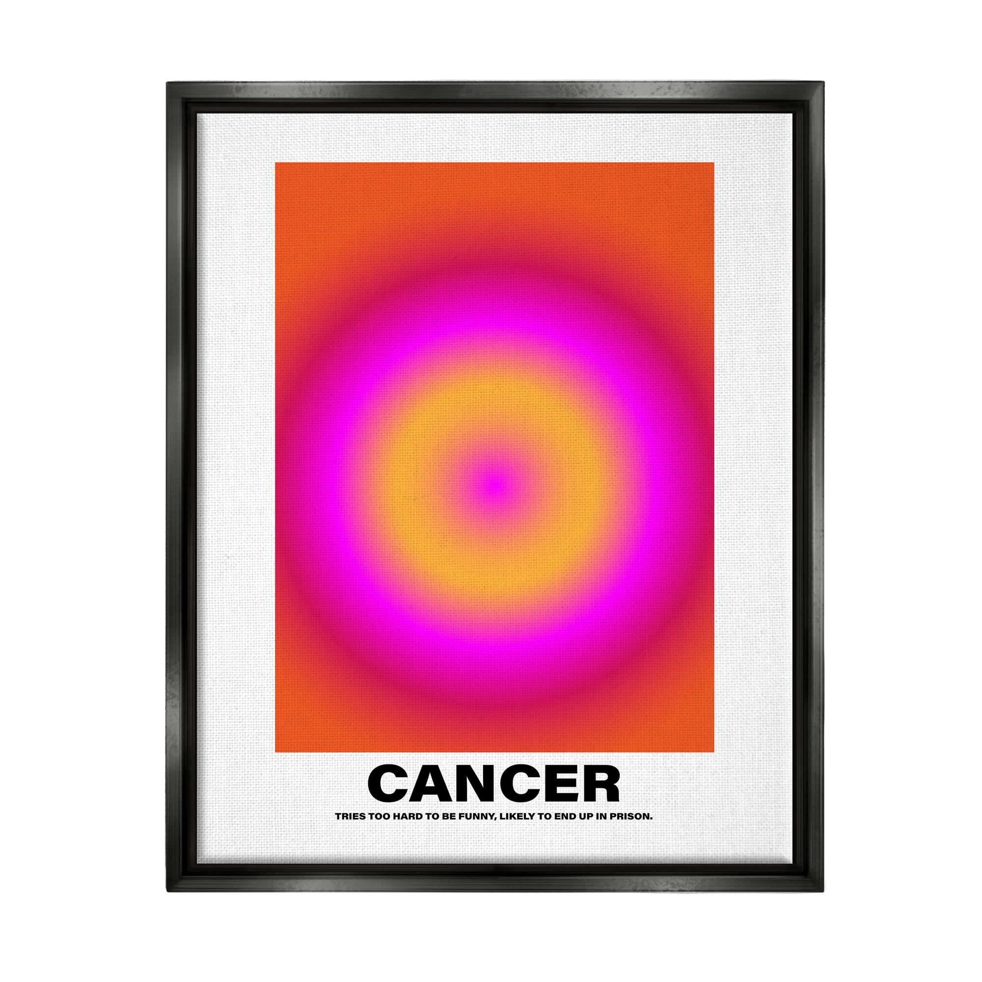 Stupell Industries Funny Cancer Astrology Abstract Painting Black Floater Framed Canvas Art Print Wall Art, 25 x 31
