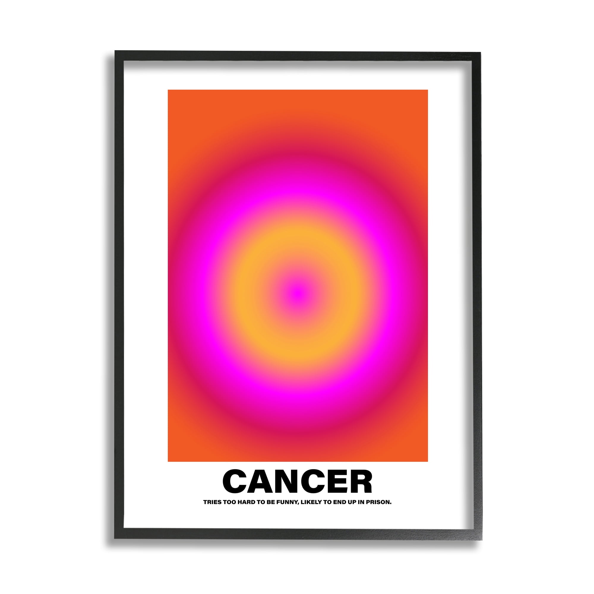 Stupell Industries Funny Cancer Astrology Abstract Painting Black Framed Art Print Wall Art, 24 x 30
