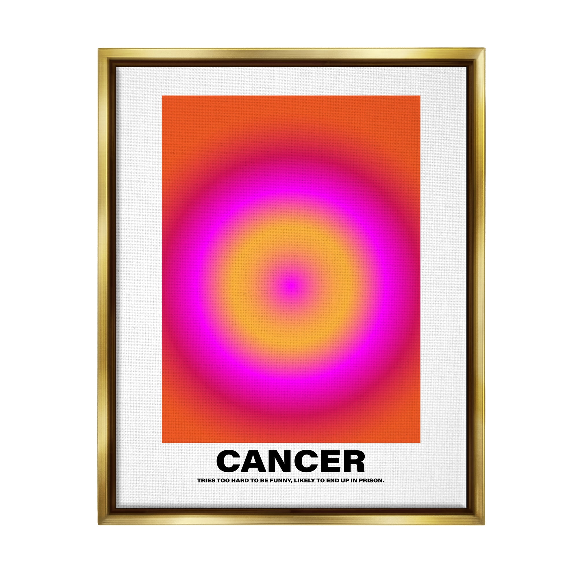 Stupell Industries Funny Cancer Astrology Abstract Painting Gold Floater Framed Canvas Art Print Wall Art, 25 x 31