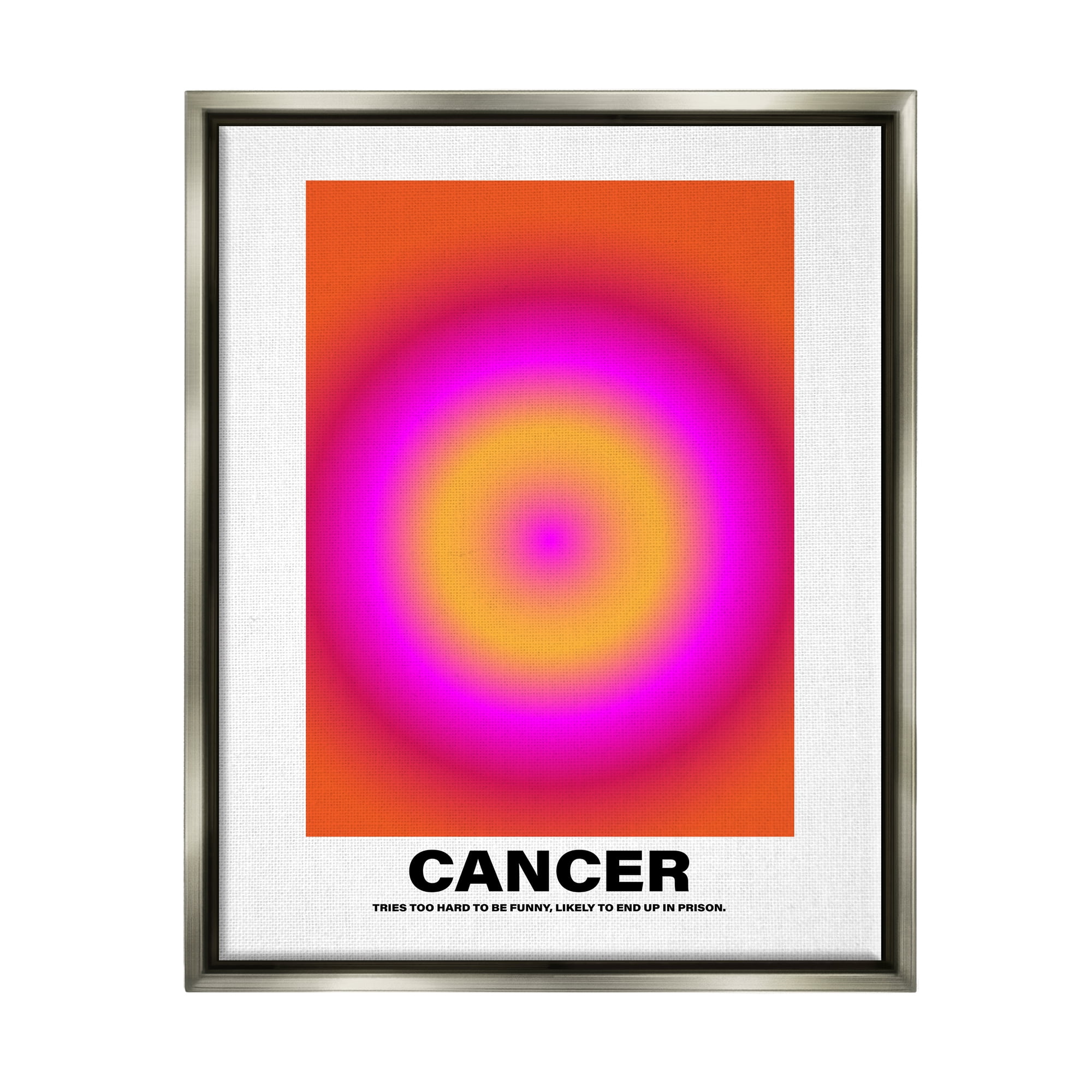 Stupell Industries Funny Cancer Astrology Abstract Painting Gray Floater Framed Canvas Art Print Wall Art, 25 x 31