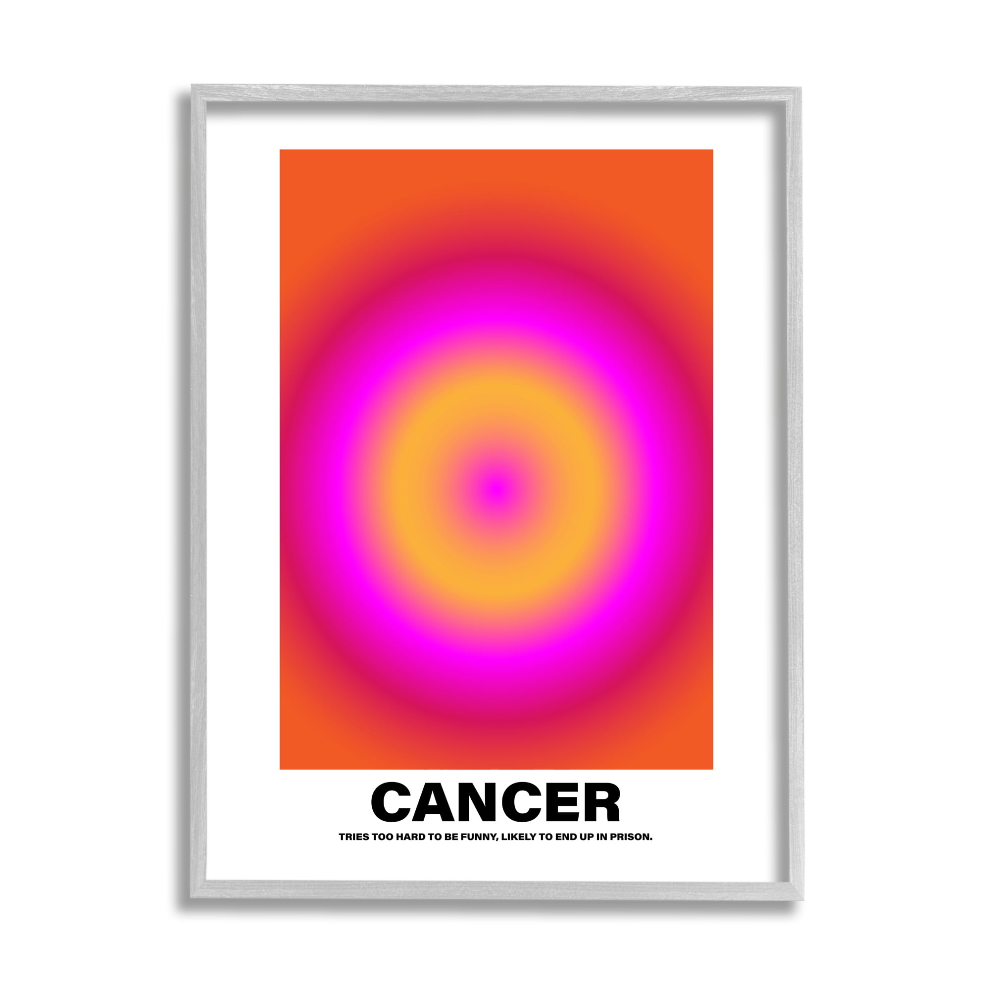 Stupell Industries Funny Cancer Astrology Abstract Painting Gray Framed Art Print Wall Art, 11 x 14
