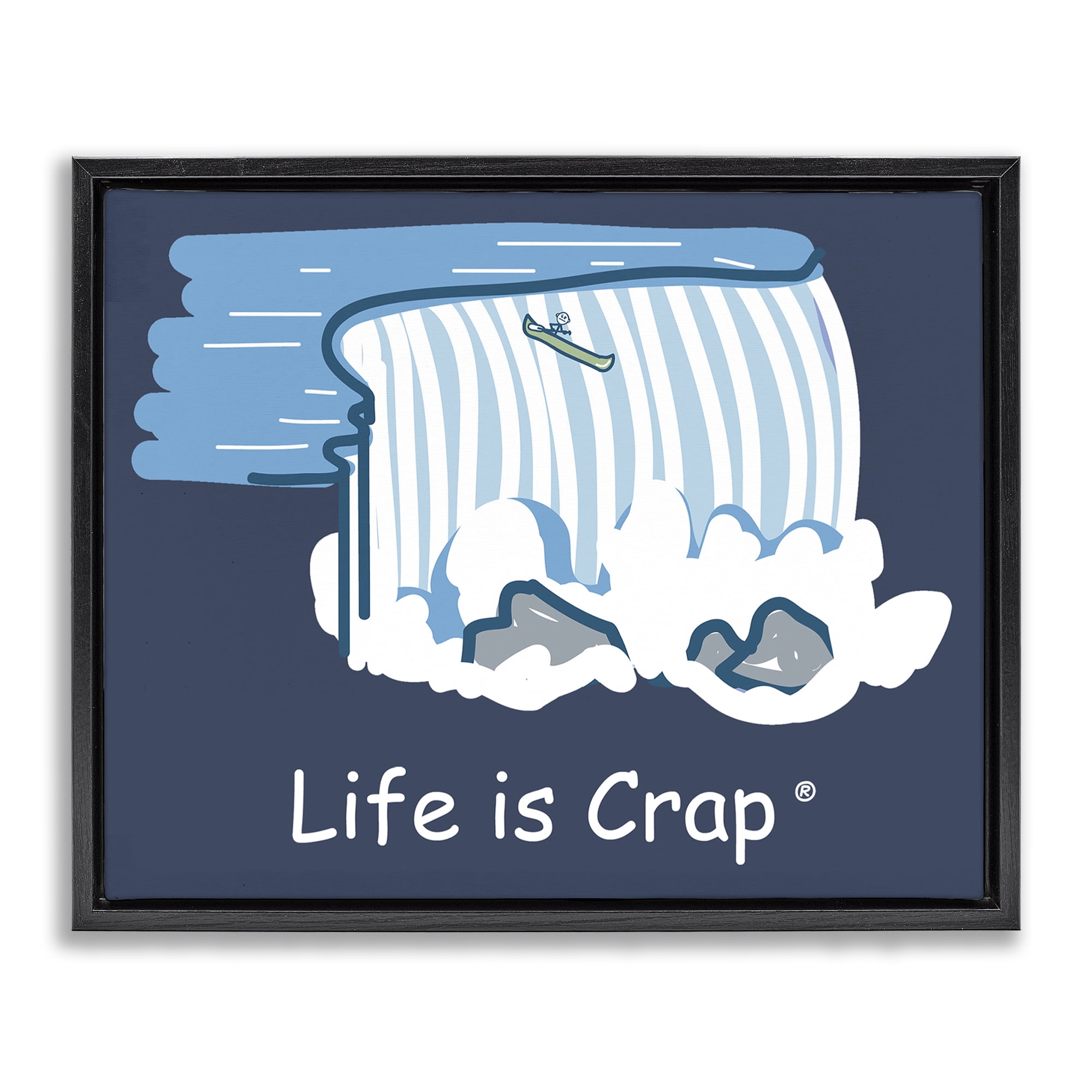 Stupell Industries Funny Canoe Falls Novelty & Humor Painting Black Floater Framed Canvas Art Print Wall Art, 31 x 25