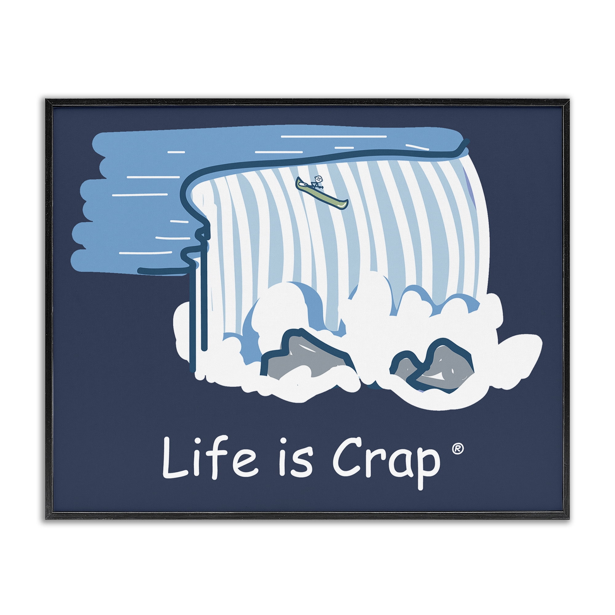 Stupell Industries Funny Canoe Falls Novelty & Humor Painting Black Framed Art Print Wall Art, 14 x 11