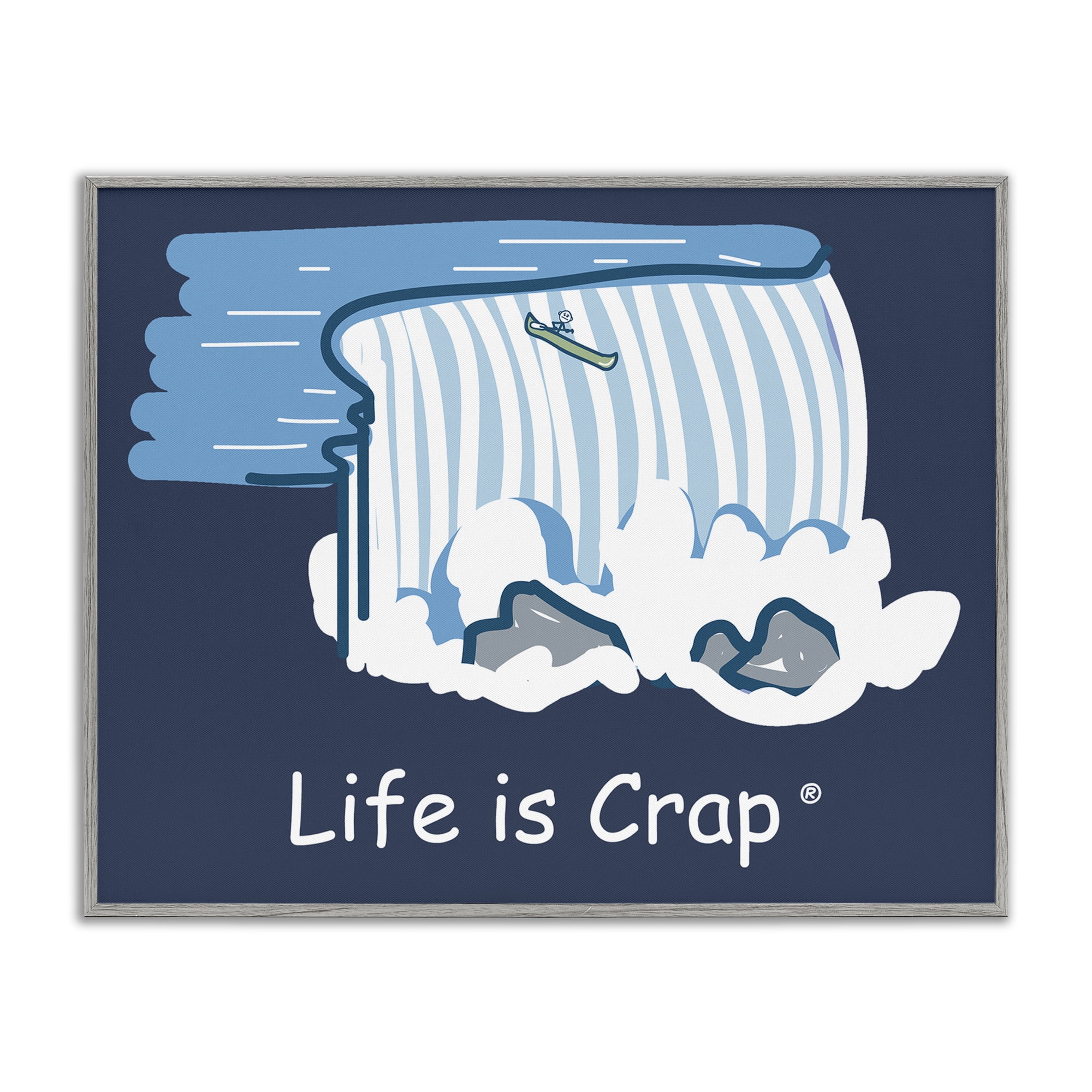 Stupell Industries Funny Canoe Falls Novelty & Humor Painting Gray Framed Art Print Wall Art, 14 x 11