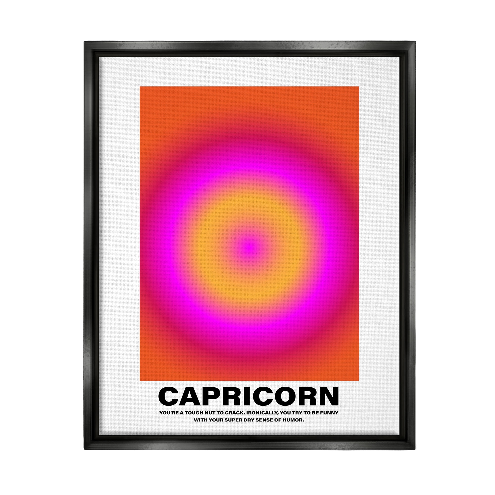 Stupell Industries Funny Capricorn Astrology Abstract Painting Black Floater Framed Canvas Art Print Wall Art, 25 x 31