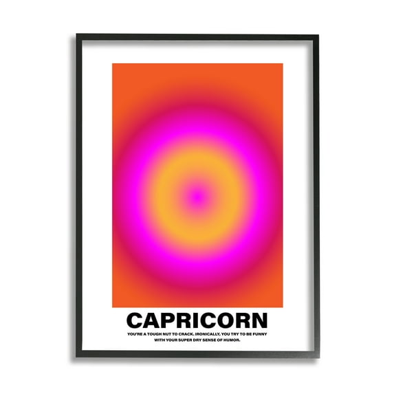 Stupell Industries Funny Capricorn Astrology Abstract Painting Black Framed Art Print Wall Art, 11 x 14