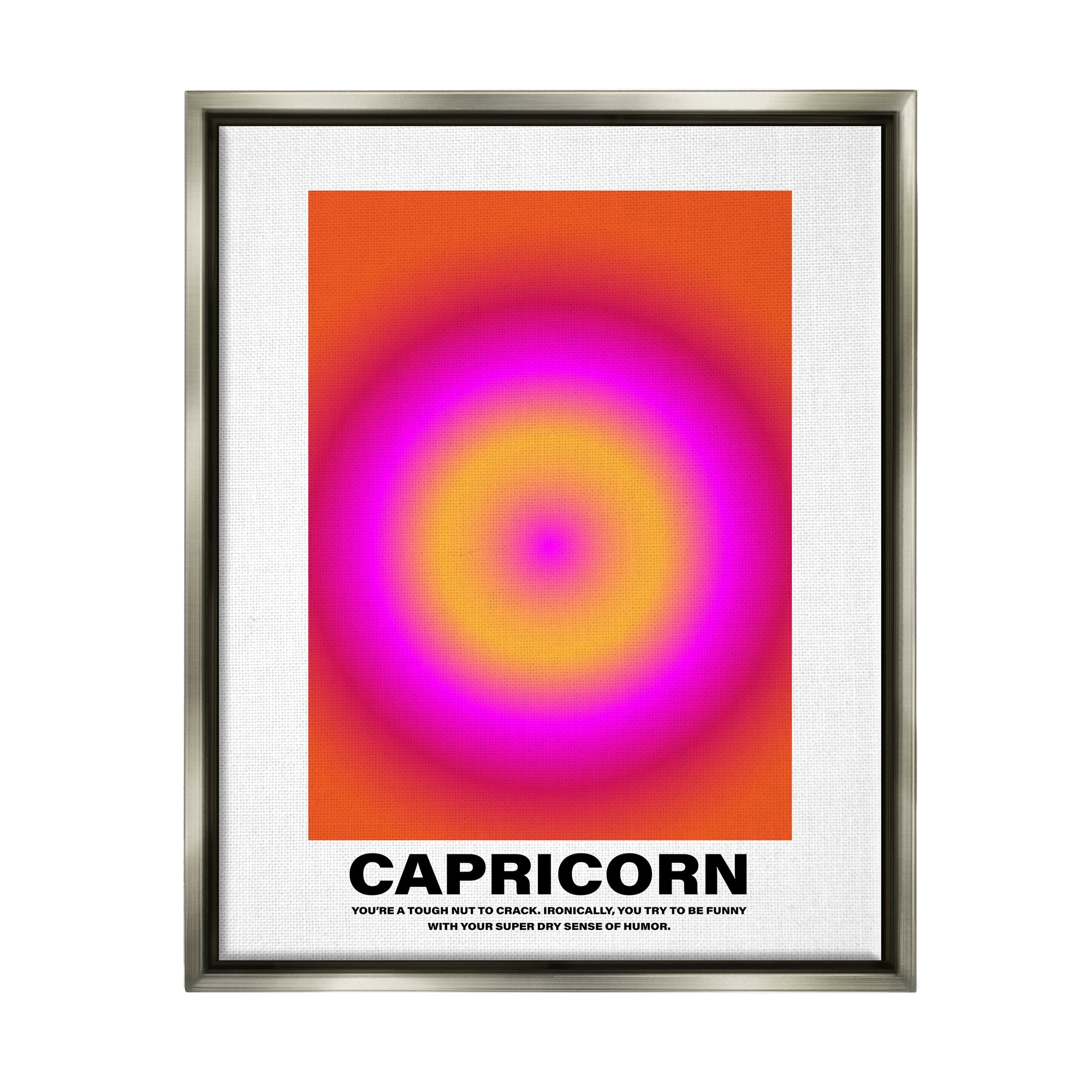 Stupell Industries Funny Capricorn Astrology Abstract Painting Gray Floater Framed Canvas Art Print Wall Art, 25 x 31