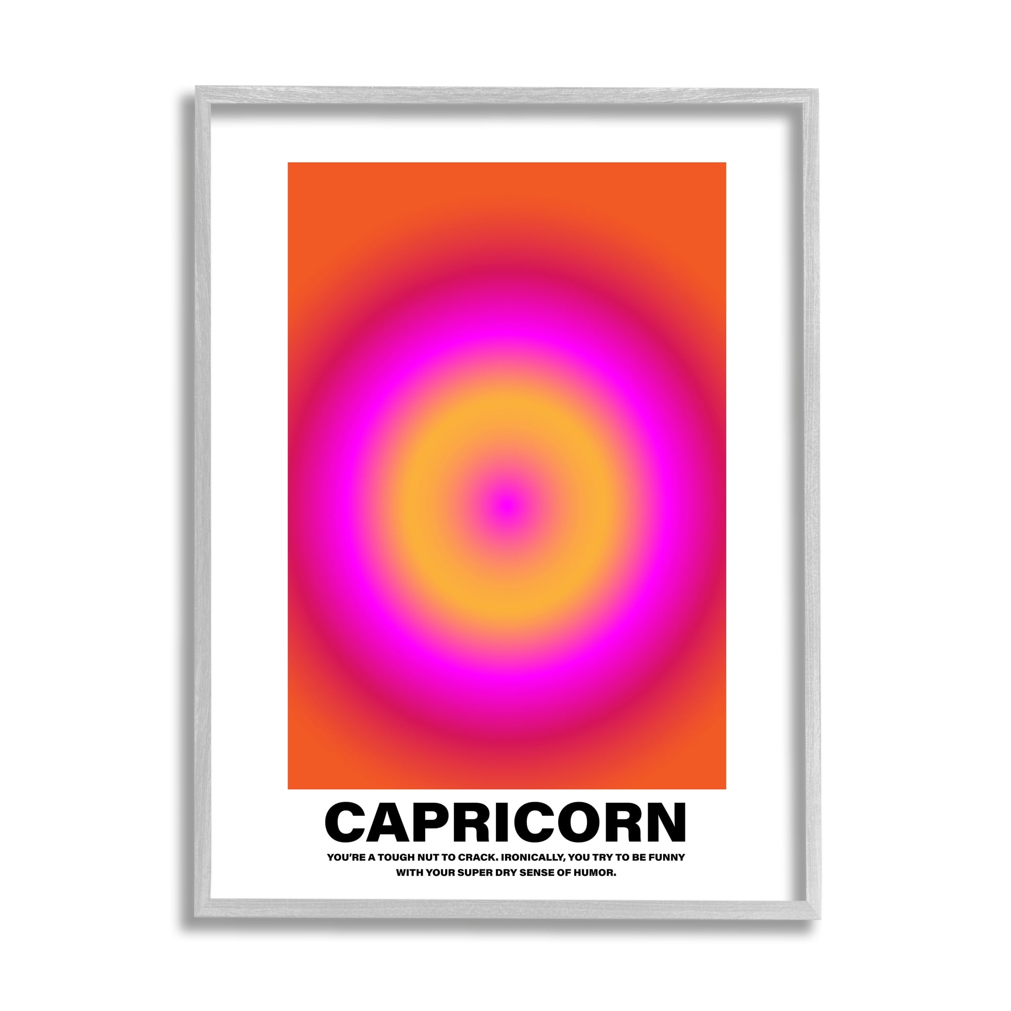 Stupell Industries Funny Capricorn Astrology Abstract Painting Gray Framed Art Print Wall Art, 11 x 14