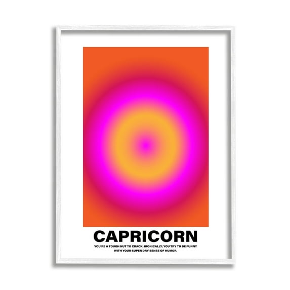Stupell Industries Funny Capricorn Astrology Abstract Painting White Framed Art Print Wall Art, 16 x 20