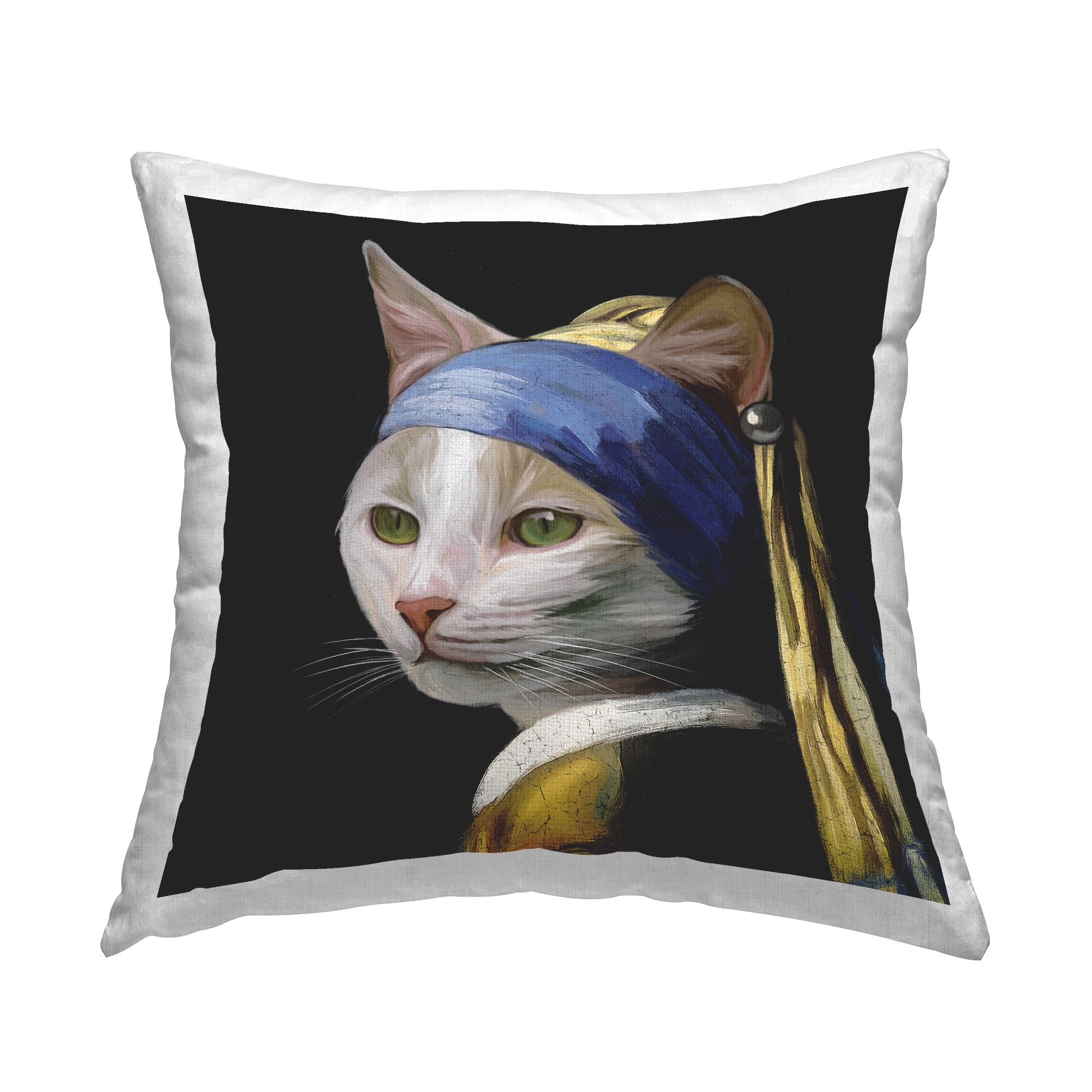 Stupell Industries Funny Cat Classic Portrait Square Decorative Printed Throw Pillow Design By Furry Portraits, 18 x 18