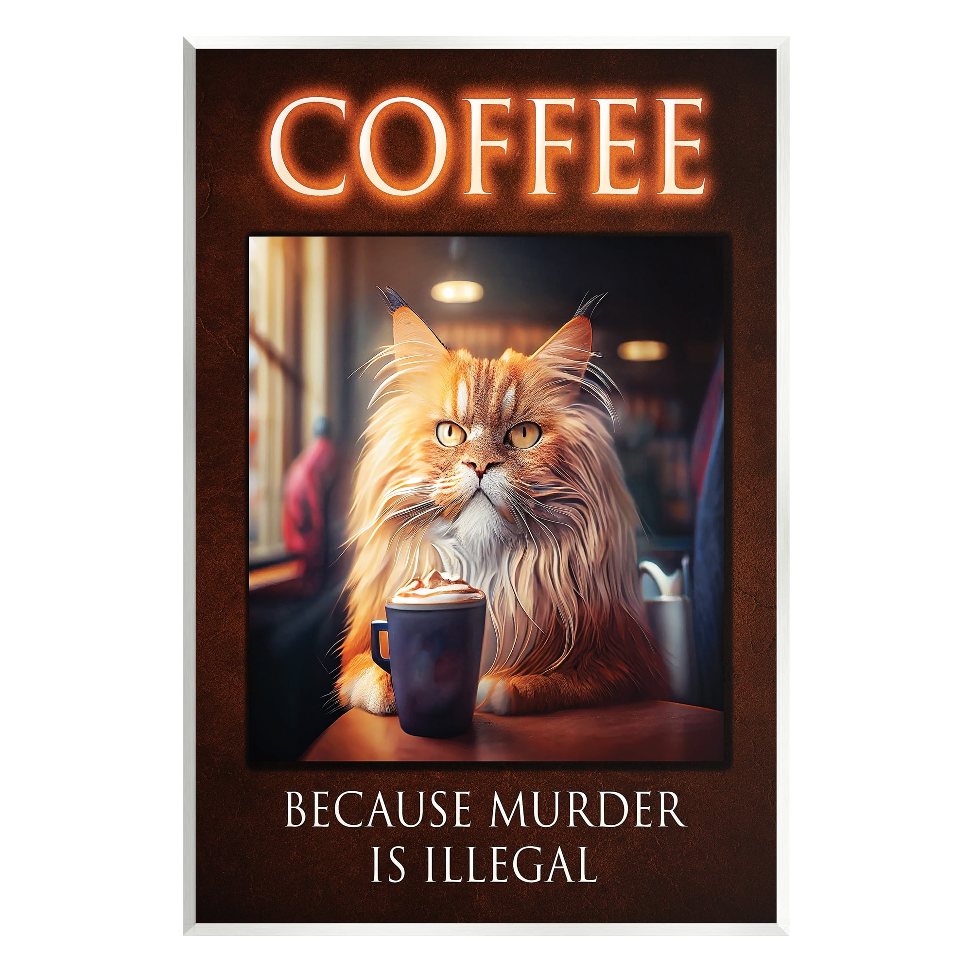 Stupell Industries Funny Cat Coffee Phrase Animals & Insects Painting Unframed Art Print Wall Art, 10 x 15