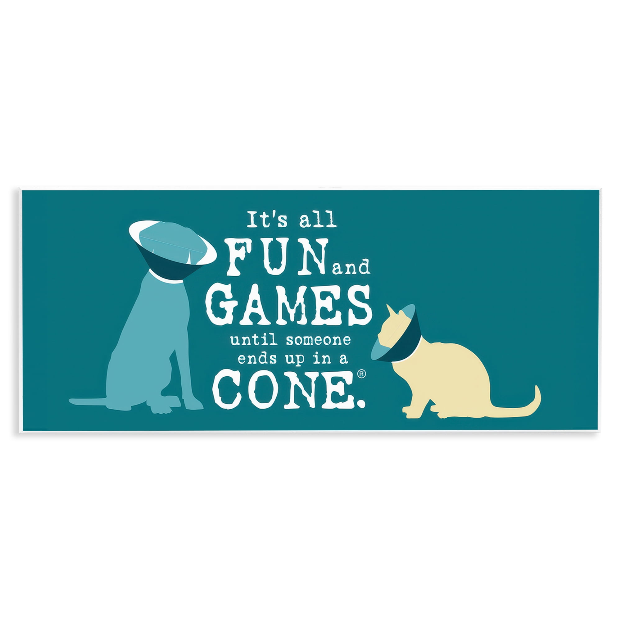 Stupell Industries Funny Cat & Dog Cone Animals Painting Unframed Art Print Wall Art, 17 x 7