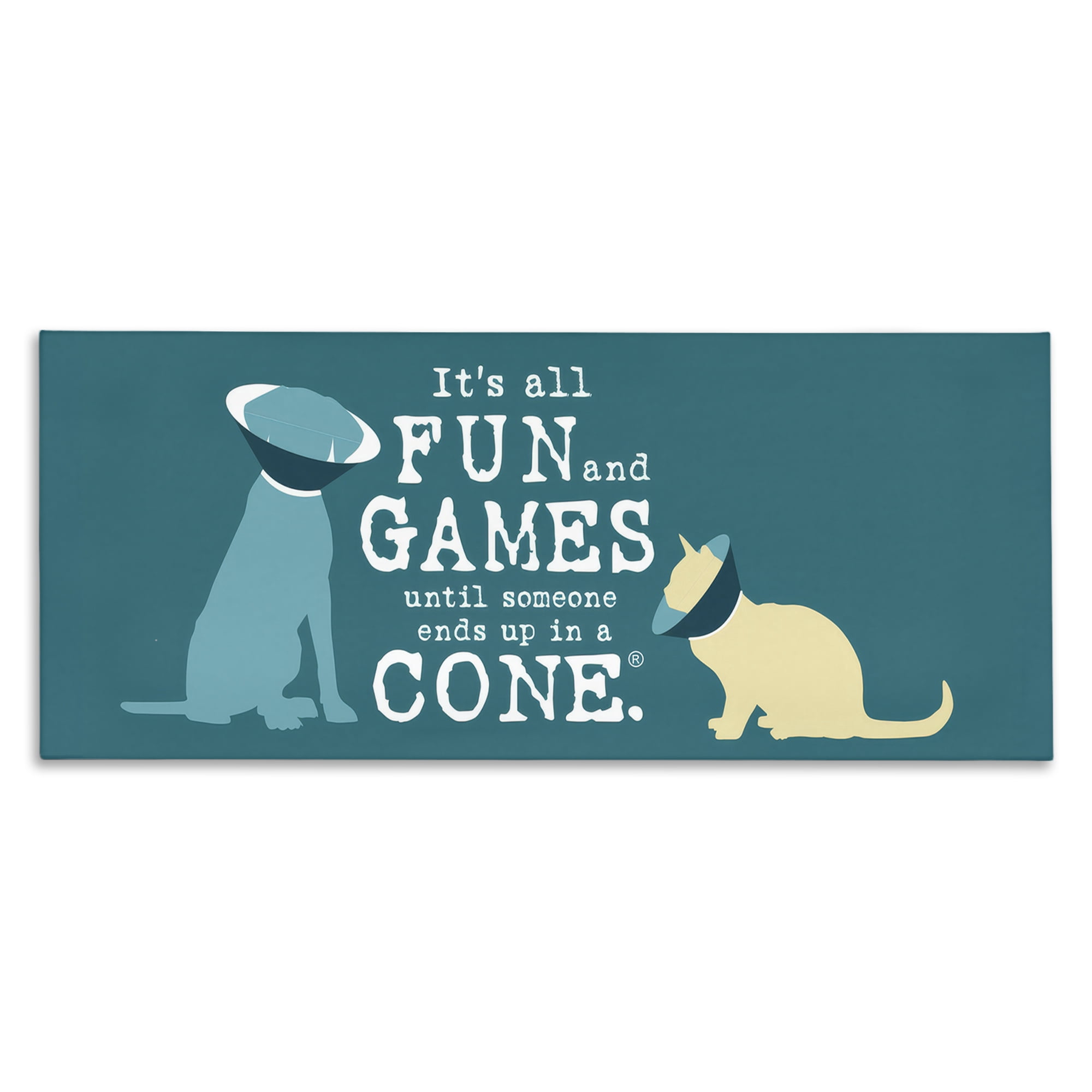 Stupell Industries Funny Cat & Dog Cone Animals Painting Wrapped Canvas Art Print Wall Art, 40 x 17