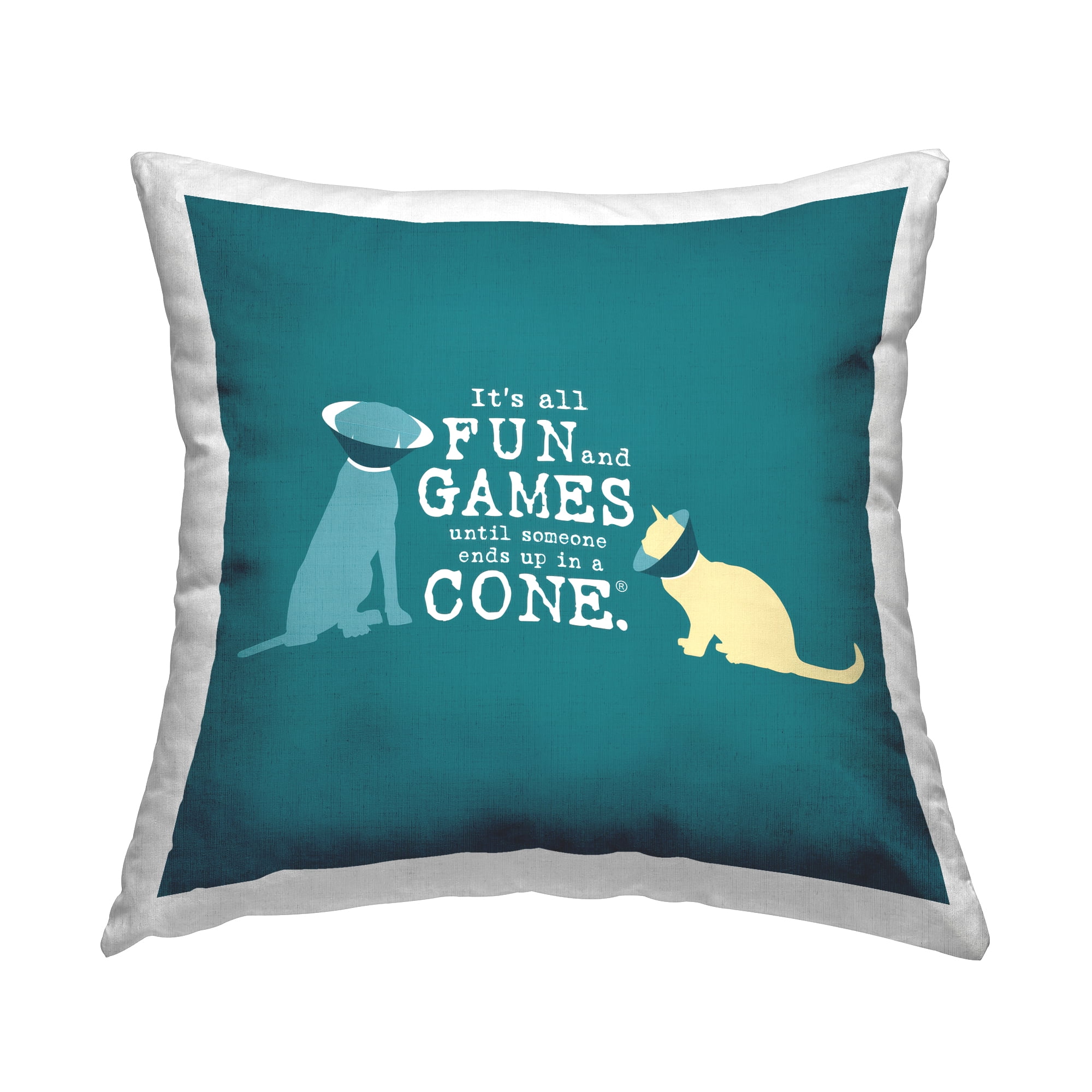 Stupell Industries Funny Cat & Dog Cone Decorative Printed Throw Pillow Design by Dog Is Good.