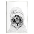 thumbnail image 1 of Stupell Industries Funny Cat In Bathrobe Portrait Animals & Insects Painting Unframed Art Print Wall Art, 1 of 6