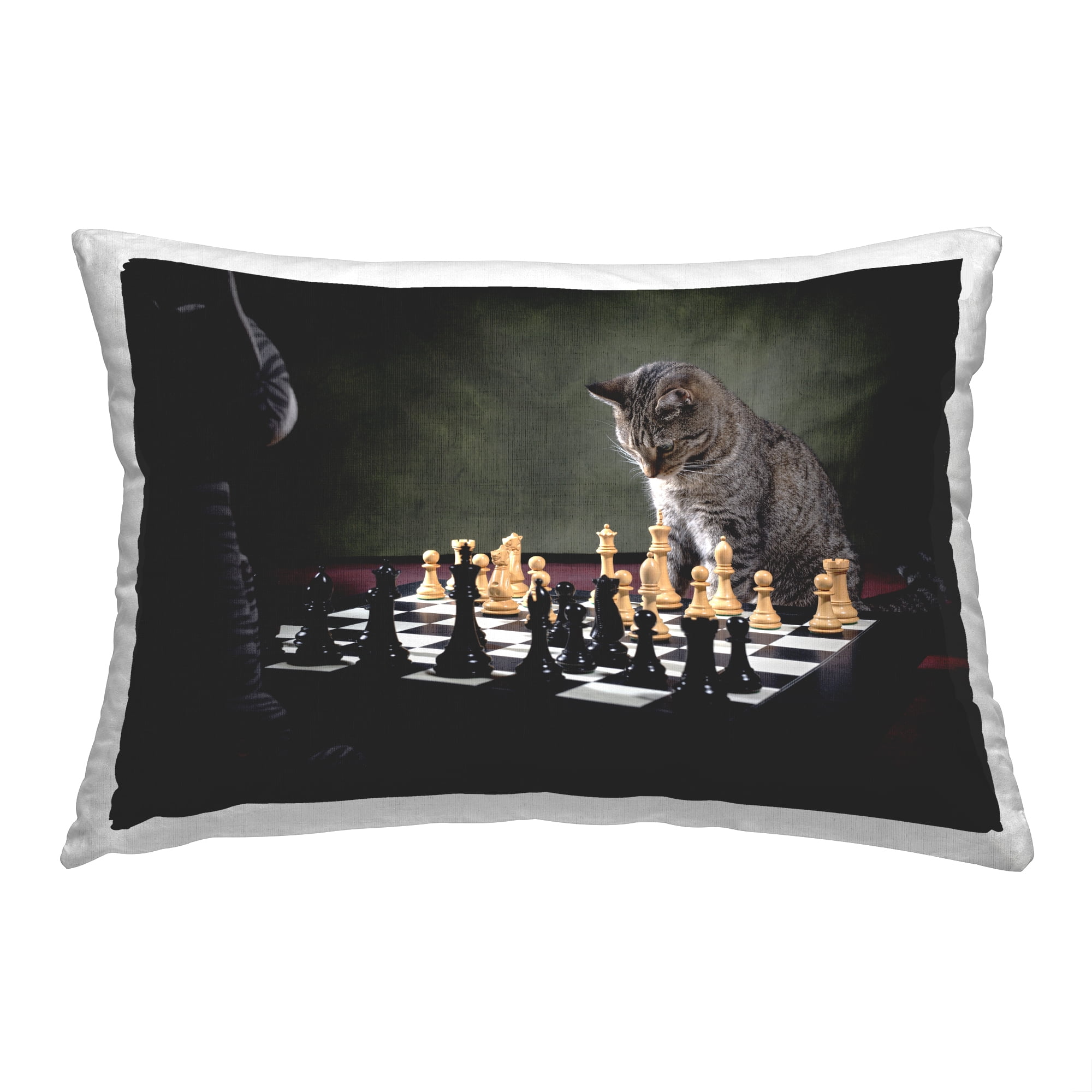 Stupell Industries Funny Cats Playing Chess Decorative Printed Throw Pillow, 14 x 20
