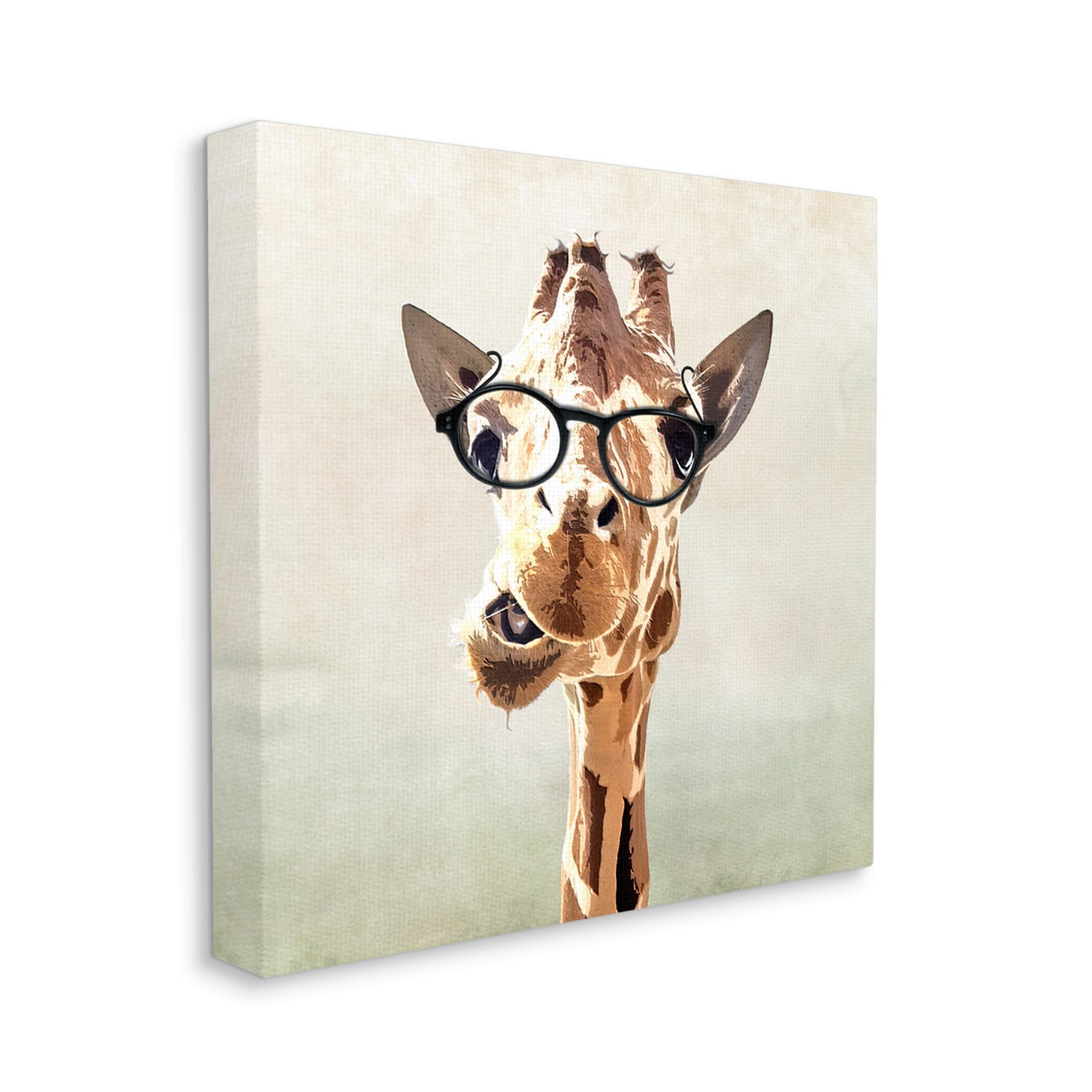 Stupell Industries Funny Chewing Giraffe Glasses Animals & Insects Painting Gallery Wrapped Canvas Print Wall Art