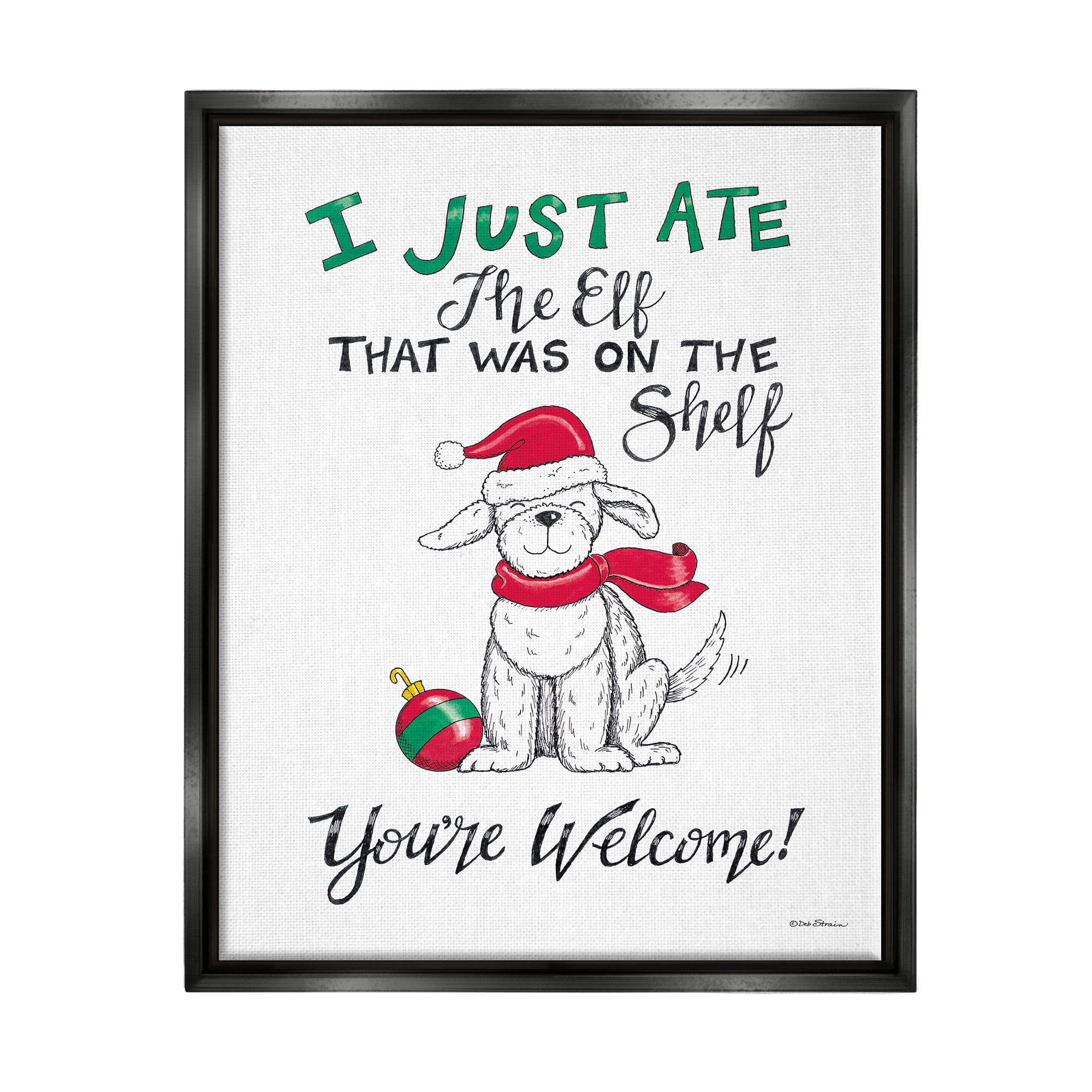 Stupell Industries Funny Christmas Dog Phrase Holiday Painting Black Floater Framed Art Print Wall Art, 25 x 31