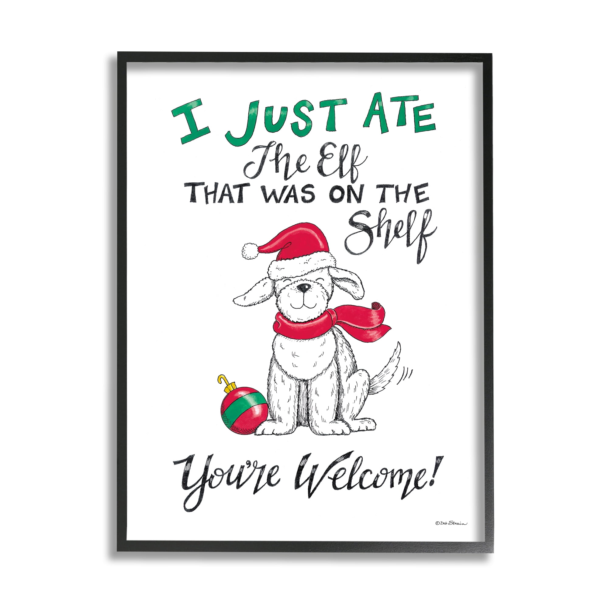 Stupell Industries Funny Christmas Dog Phrase Holiday Painting Black Framed Art Print Wall Art, 16 x 20