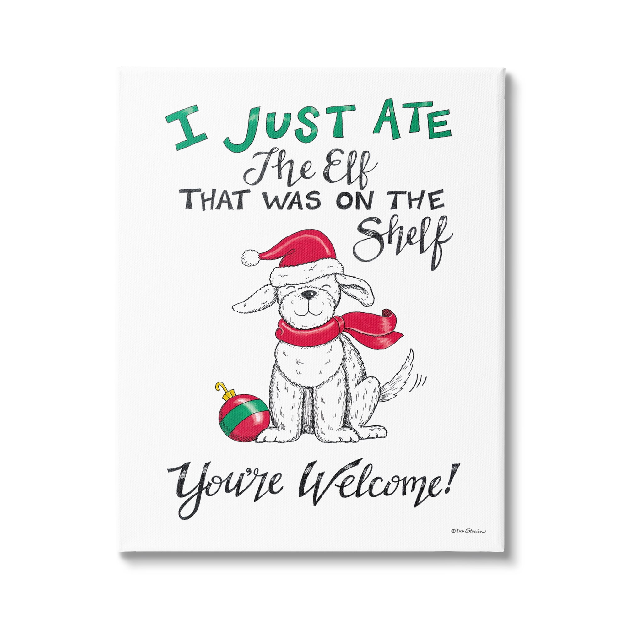 Stupell Industries Funny Christmas Dog Phrase Holiday Painting Gallery Wrapped Canvas Print Wall Art, 16 x 20