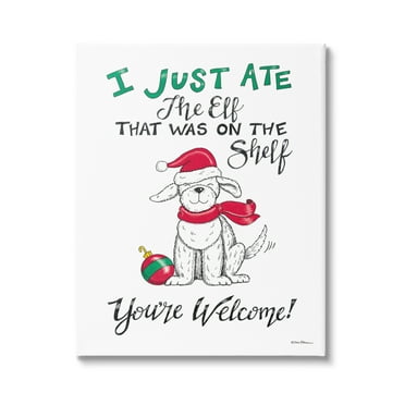 Stupell Industries Funny Christmas Dog Phrase Holiday Painting Gallery Wrapped Canvas Print Wall Art, 16 x 20