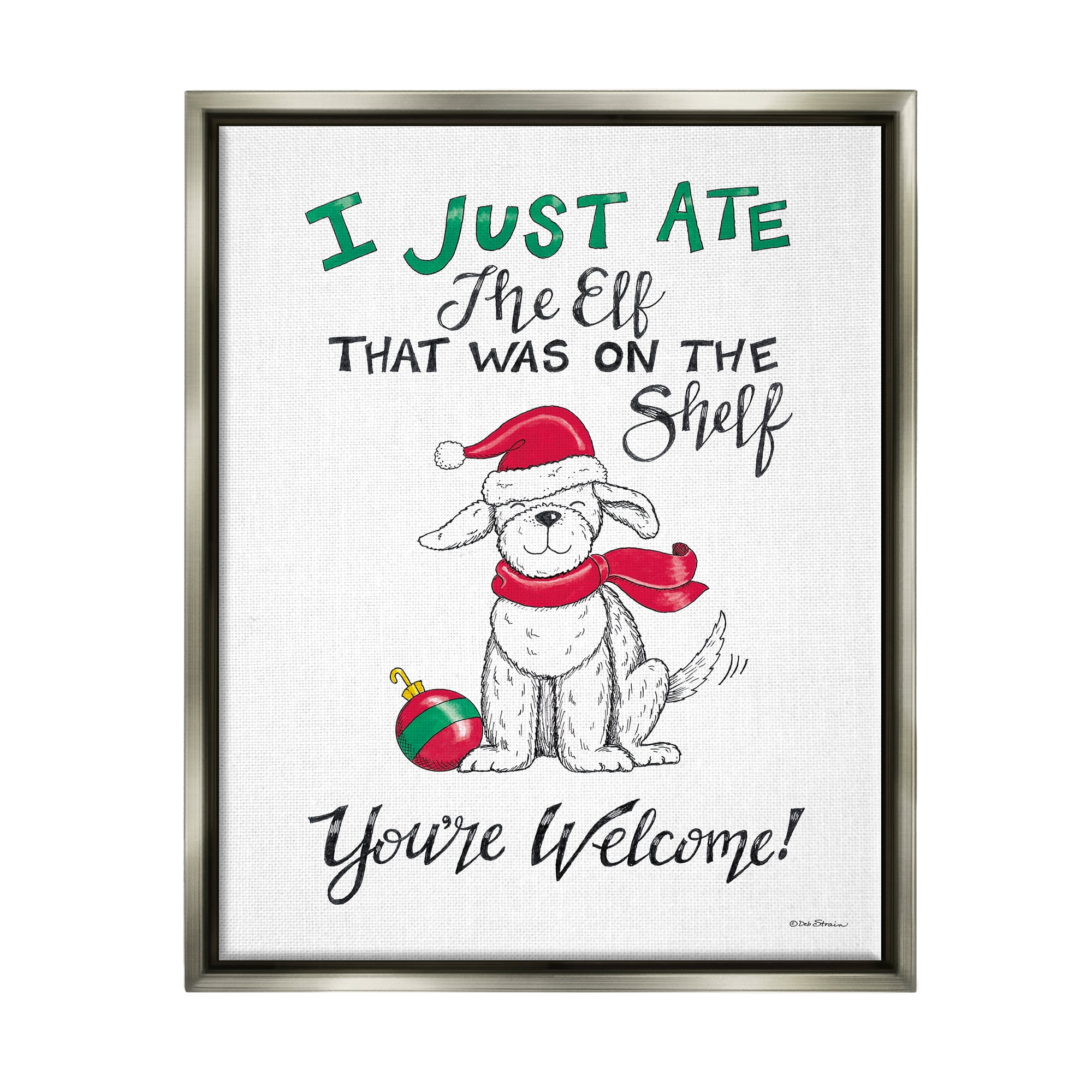 Stupell Industries Funny Christmas Dog Phrase Holiday Painting Gray Floater Framed Art Print Wall Art, 25 x 31