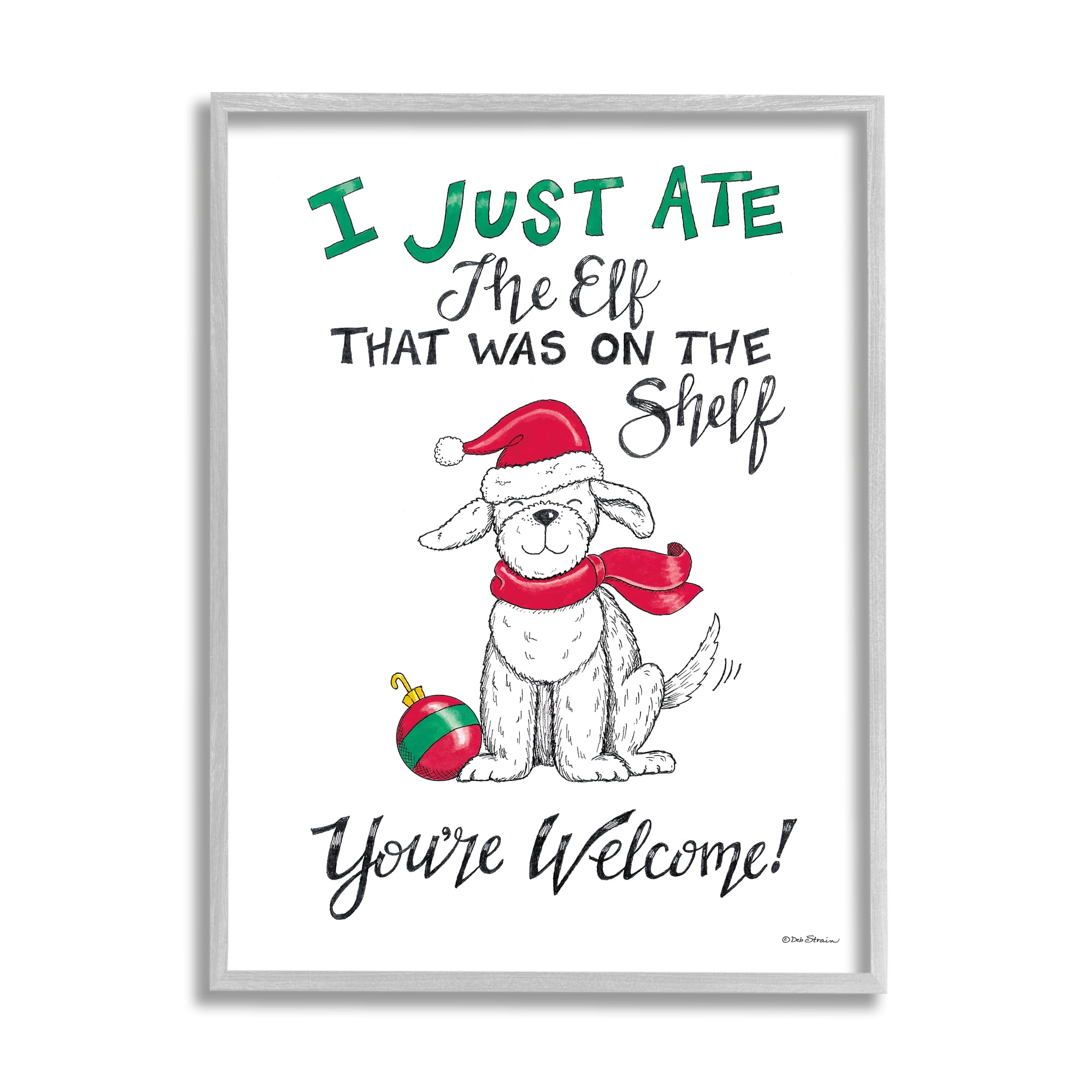 Stupell Industries Funny Christmas Dog Phrase Holiday Painting Gray Framed Art Print Wall Art, 24 x 30