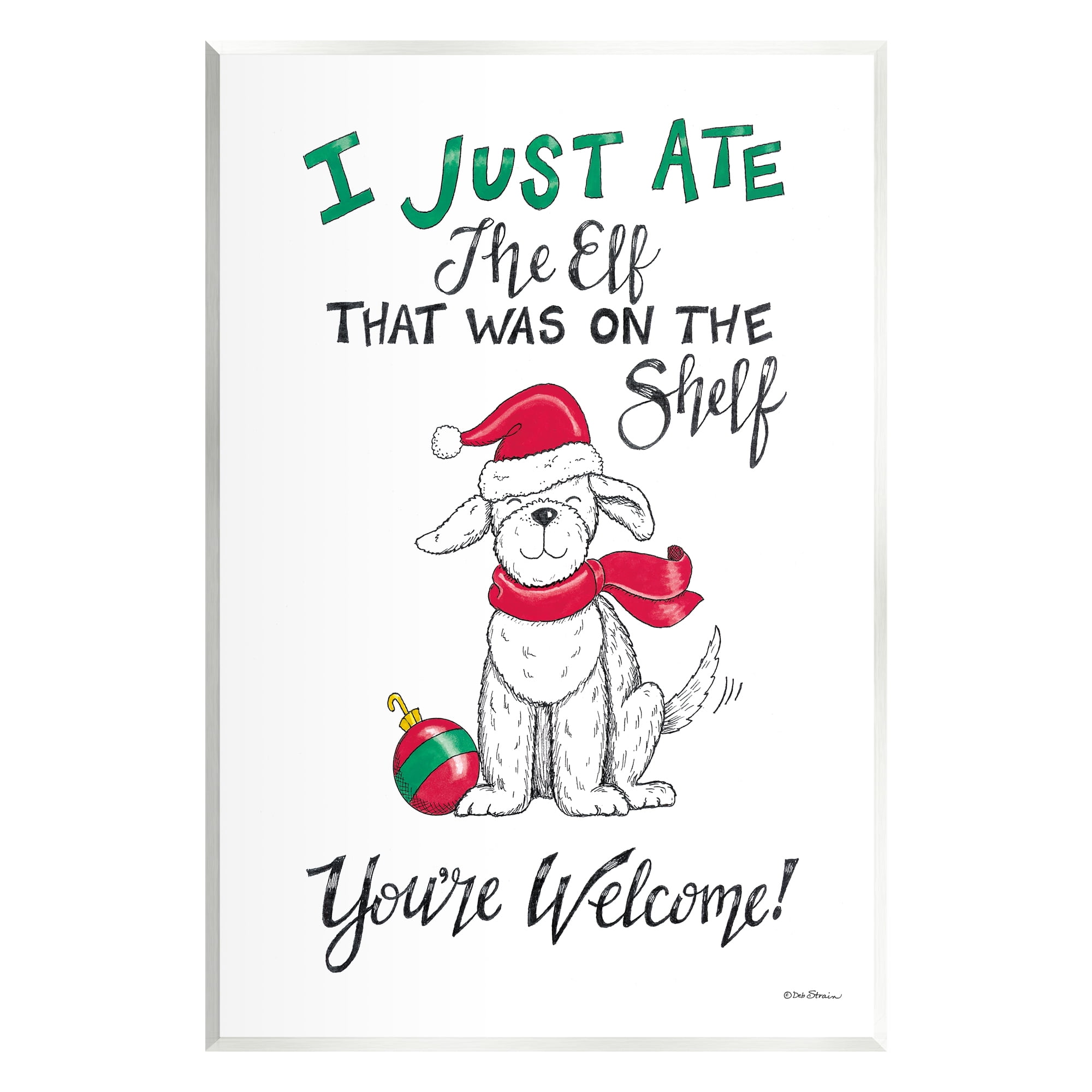 Stupell Industries Funny Christmas Dog Phrase Holiday Painting Unframed Art Print Wall Art, 13 x 19