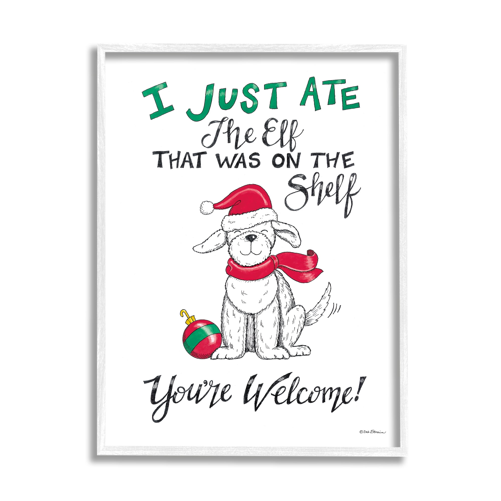 Stupell Industries Funny Christmas Dog Phrase Holiday Painting White Framed Art Print Wall Art, 24 x 30