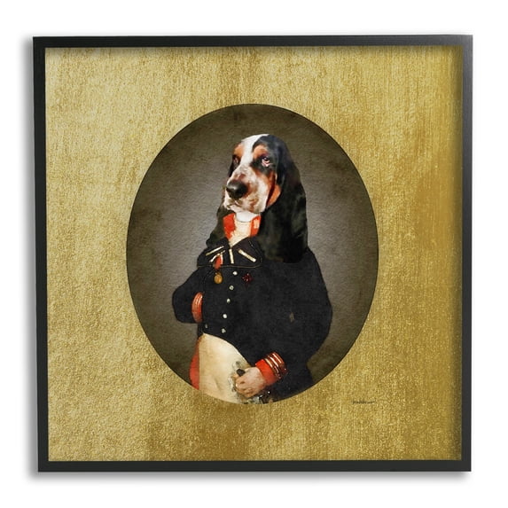 Stupell Industries Funny Classic Antique Style Hound Dog Wearing Suit Portrait , 12 x 12, Design by Amanda Greenwood