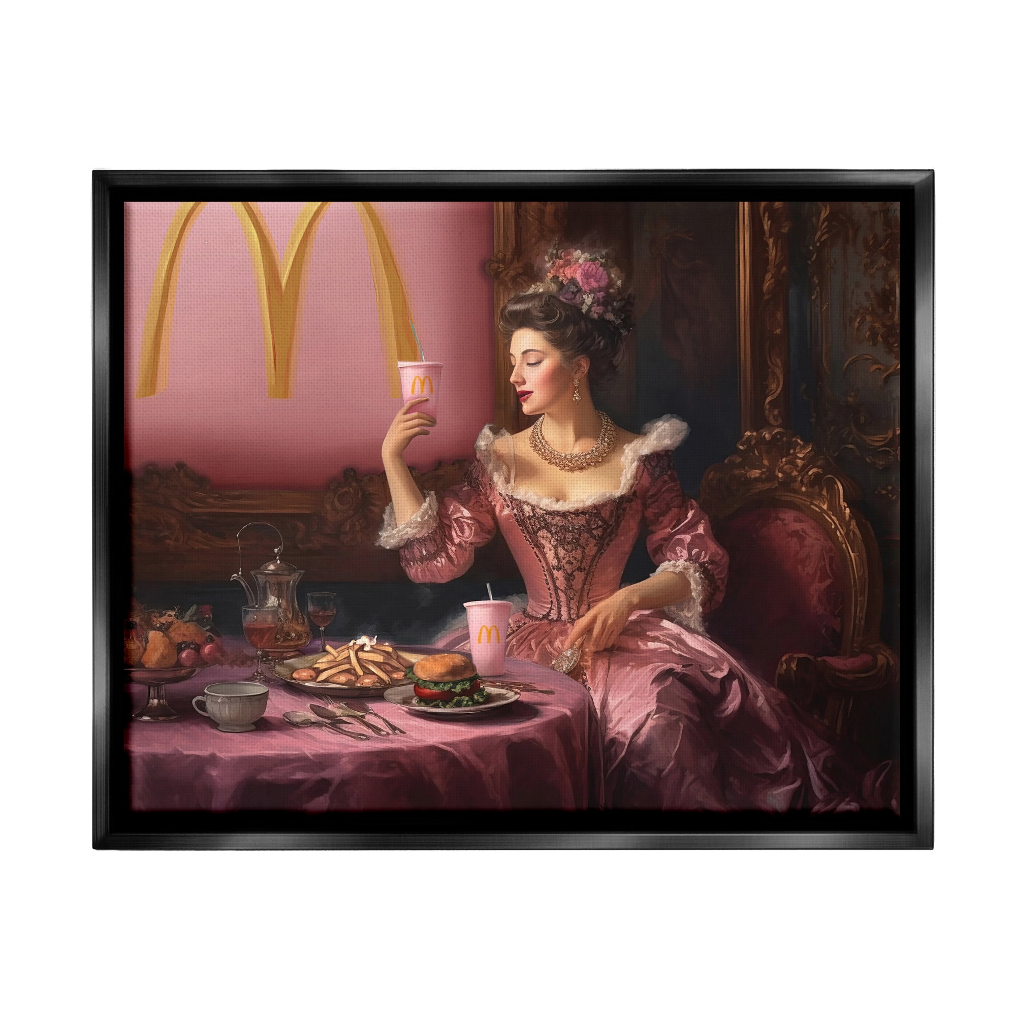 Stupell Industries Funny Classic Burger Meal Food & Beverage Painting Black Floater Framed Art Print Wall Art, 31 x 25