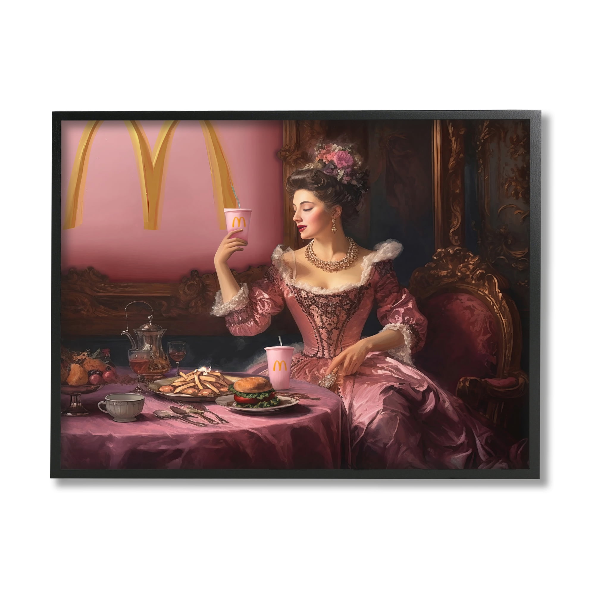 Stupell Industries Funny Classic Burger Meal Food & Beverage Painting Black Framed Art Print Wall Art, 30 x 24