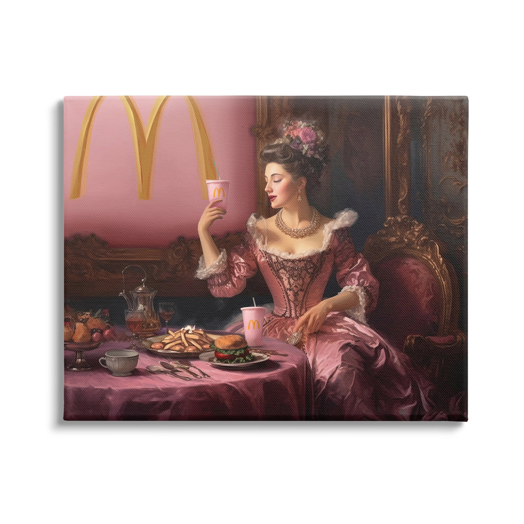 Stupell Industries Funny Classic Burger Meal Food & Beverage Painting Gallery Wrapped Canvas Print Wall Art, 48 x 36