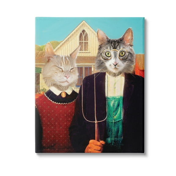Stupell Industries Funny Classic Cat Painting Animals & Insects Painting Gallery Wrapped Canvas Art Print Wall Art, 16 x 20