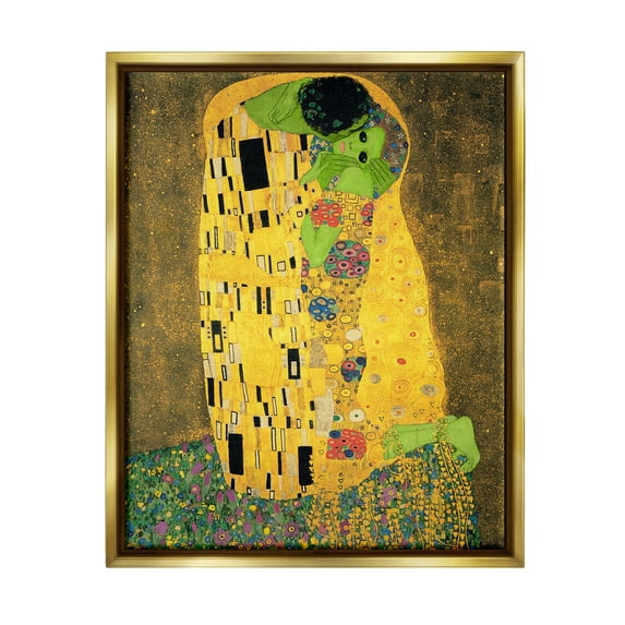 Stupell Industries Funny Classic Klimt Aliens Fairy Tales & Fantasy Painting Gold Floater Framed Art Print Wall Art