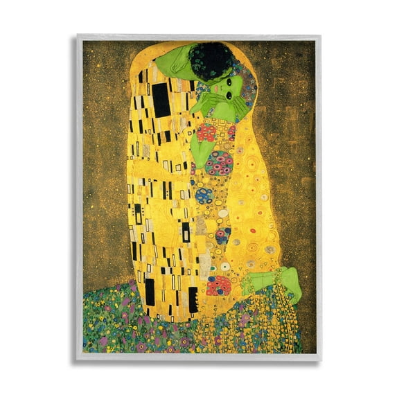 Stupell Industries Funny Classic Klimt Aliens Fairy Tales & Fantasy Painting Gray Framed Art Print Wall Art