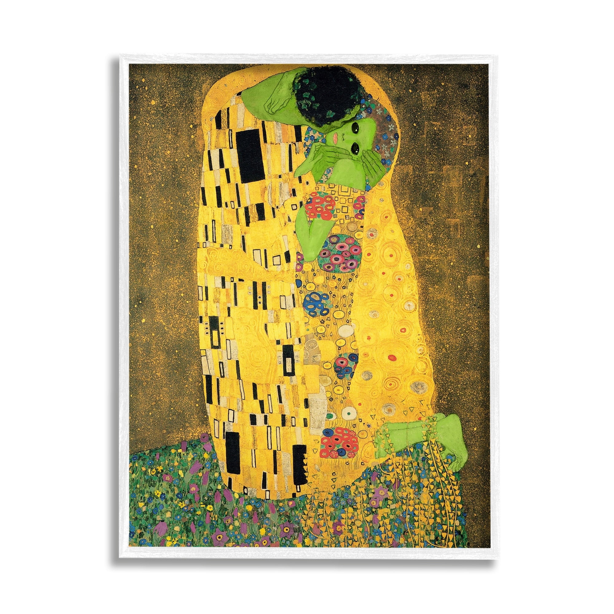 Stupell Industries Funny Classic Klimt Aliens Fairy Tales & Fantasy Painting White Framed Art Print Wall Art