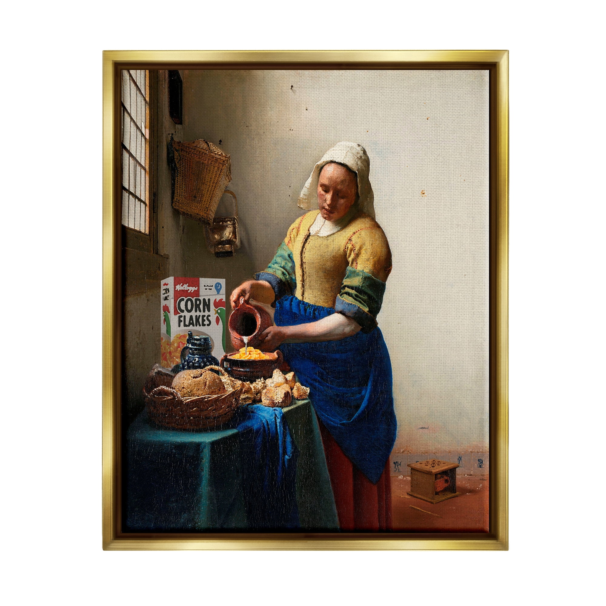 Stupell Industries Funny Classic Painting Food & Beverage Painting Gold Floater Framed Art Print Wall Art, 17 x 21