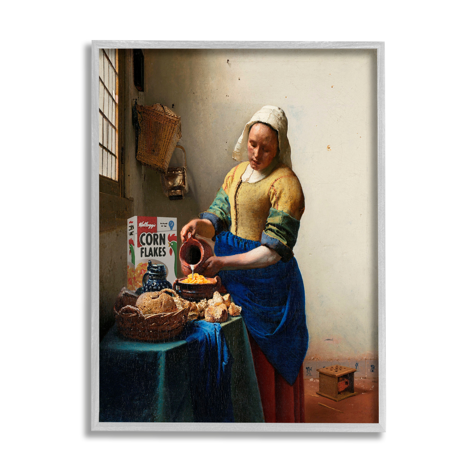 Stupell Industries Funny Classic Painting Food & Beverage Painting Gray Framed Art Print Wall Art, 16 x 20