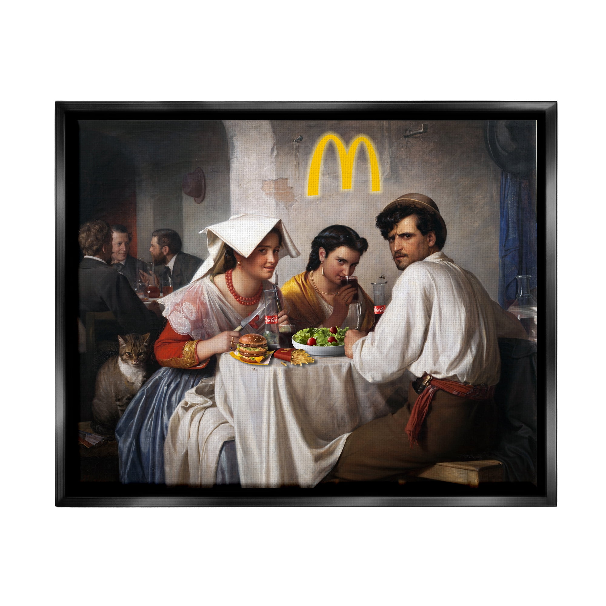 Stupell Industries Funny Classics Burger Joint Food & Beverage Painting Black Floater Framed Art Print Wall Art, 21 x 17
