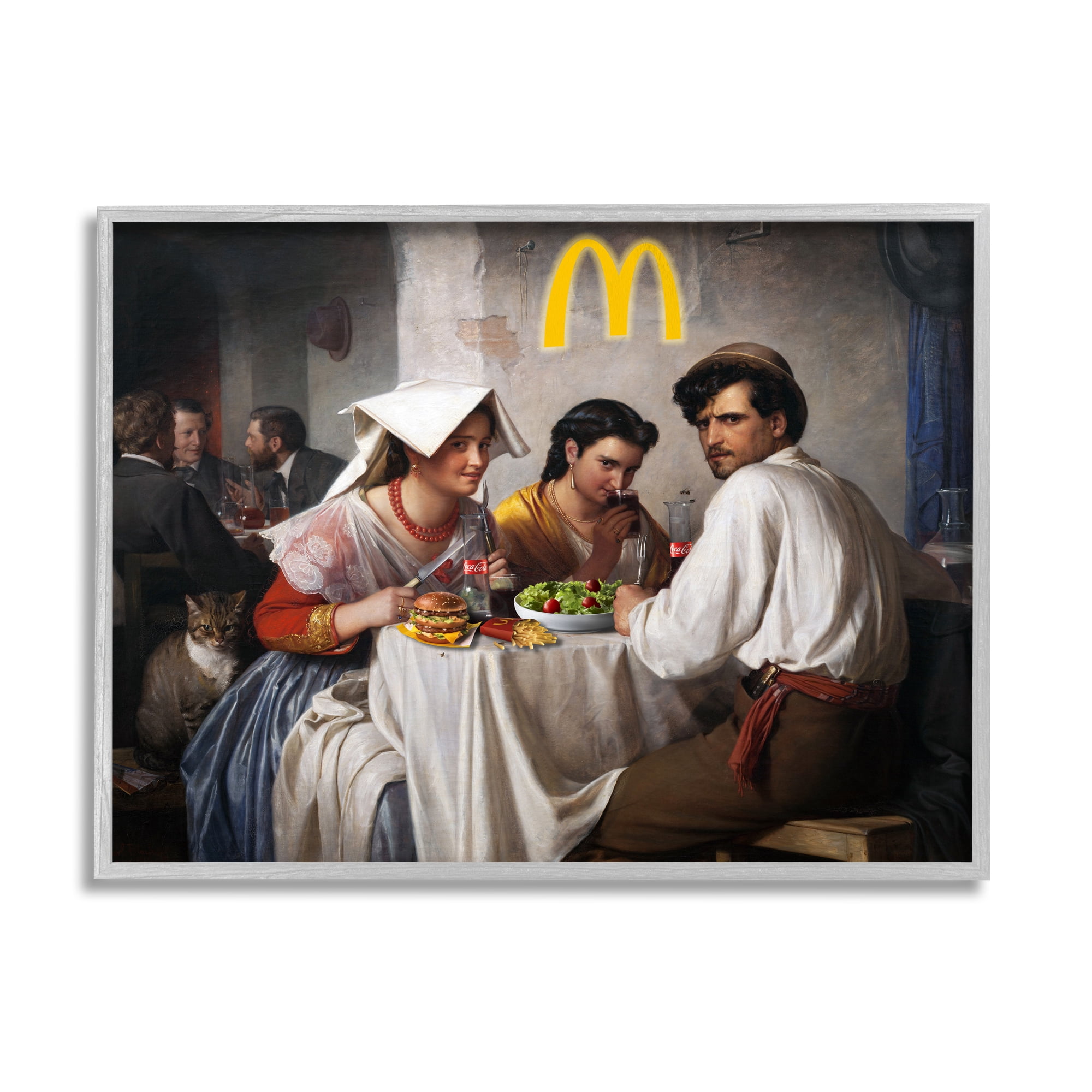 Stupell Industries Funny Classics Burger Joint Food & Beverage Painting Gray Framed Art Print Wall Art, 14 x 11