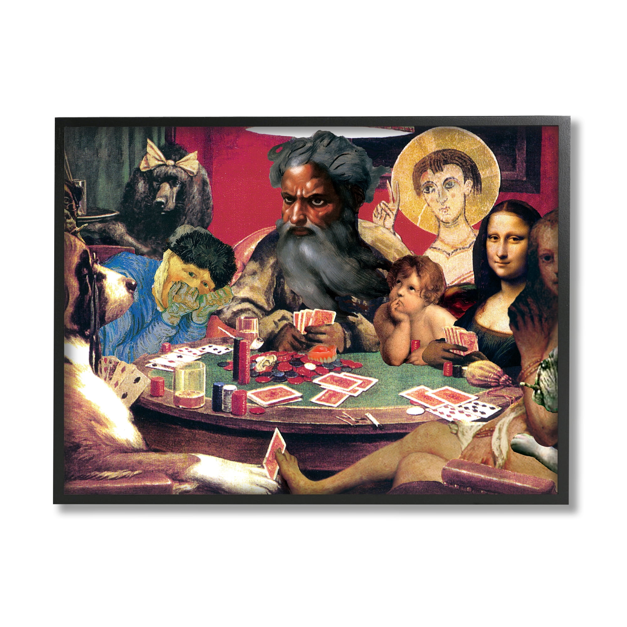 Stupell Industries Funny Classics Collage Novelty Painting Black Framed Art Print Wall Art, 30 x 24